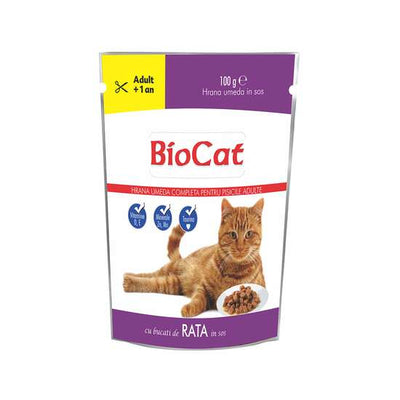 HRANA UMEDA PENTRU PISICI BIOCAT PLIC RATA IN SOS 100g (22/BAX)